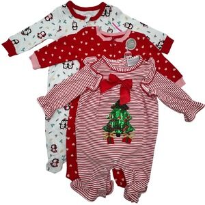 Koalababy Iris Ivy Kids 3-6M Christmas Pajamas Sleepers Lot of 3 Bundle Penguin